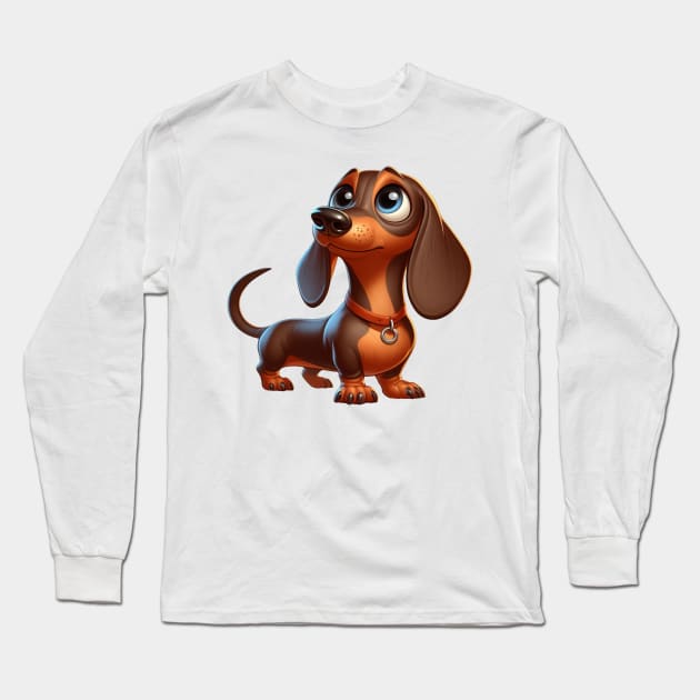 Cute Dachshund Long Sleeve T-Shirt by Dmytro